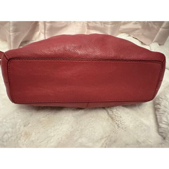 Coach F15512 Pink Madison Gathered Leather Hobo Shoulder Bag Gold Chain - Picture 10 of 13